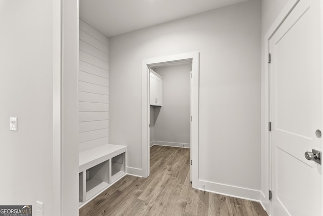 mudroom featuring light hardwood / wood-style floors