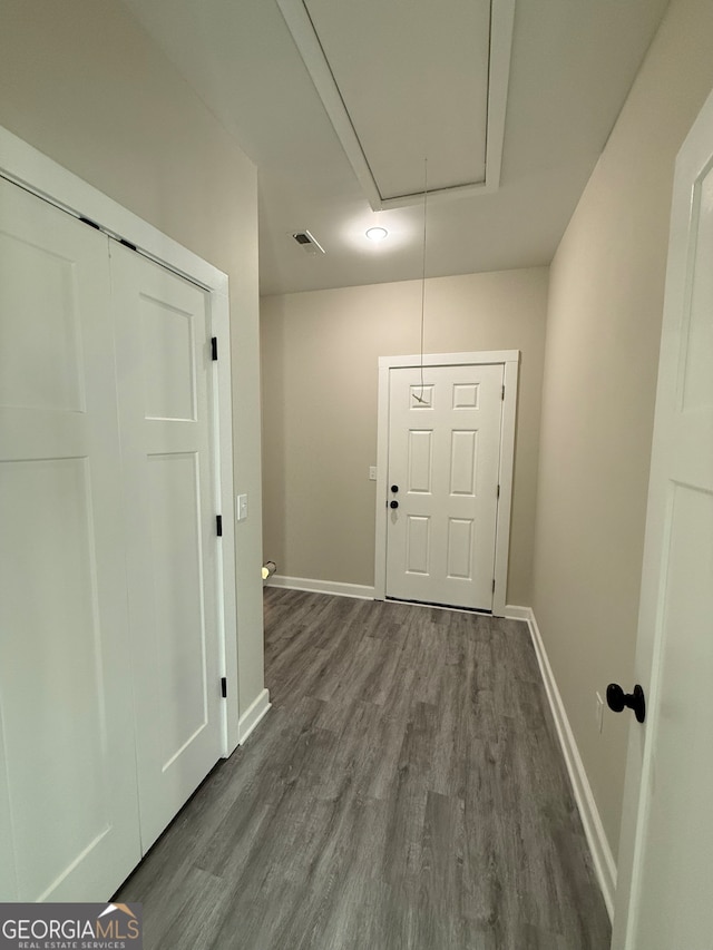 hall featuring dark hardwood / wood-style floors