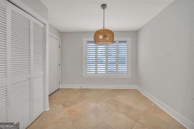 view of unfurnished dining area