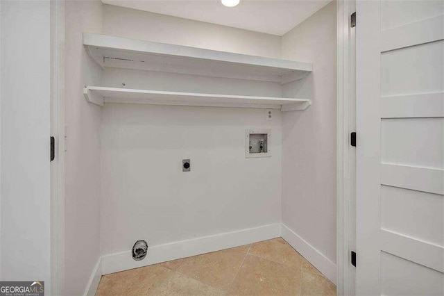 laundry room with light tile patterned flooring, hookup for a washing machine, and electric dryer hookup