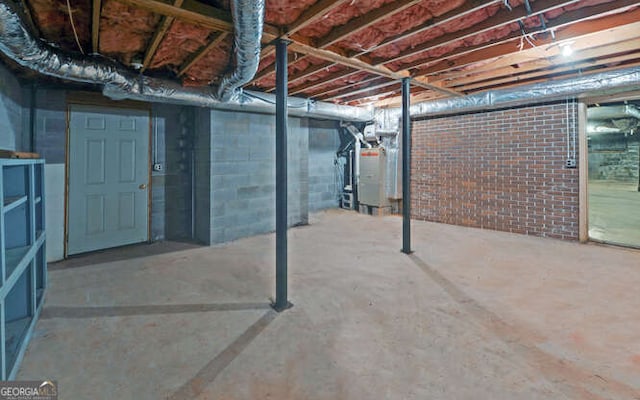 basement with heating unit