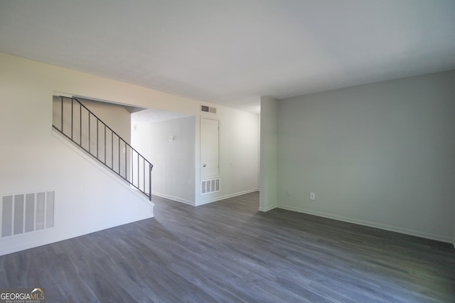 unfurnished living room with dark hardwood / wood-style floors