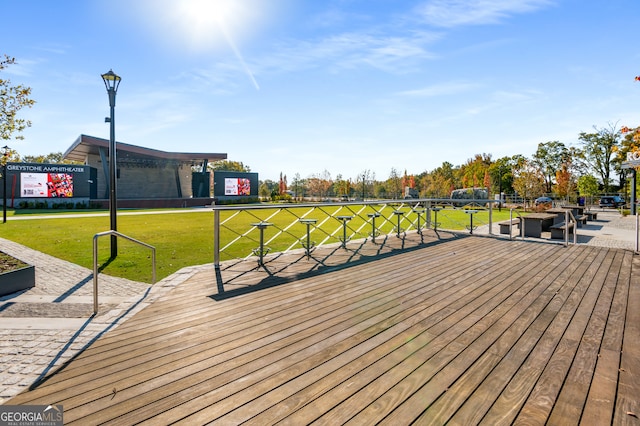 deck featuring a yard