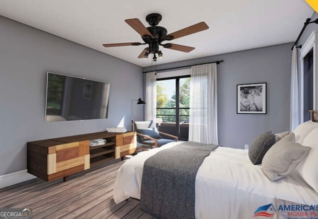 bedroom featuring ceiling fan