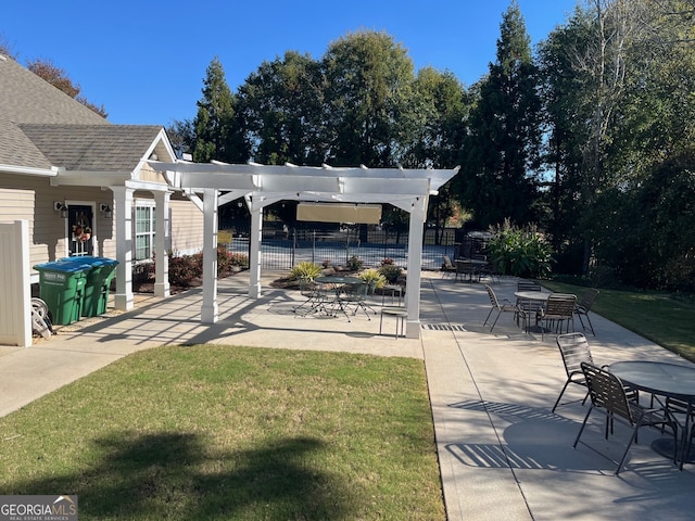 view of patio / terrace featuring a pergola