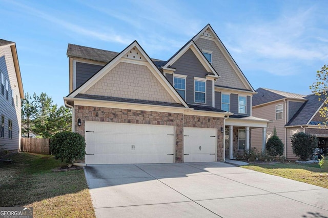 view of front facade featuring a garage and a front lawn