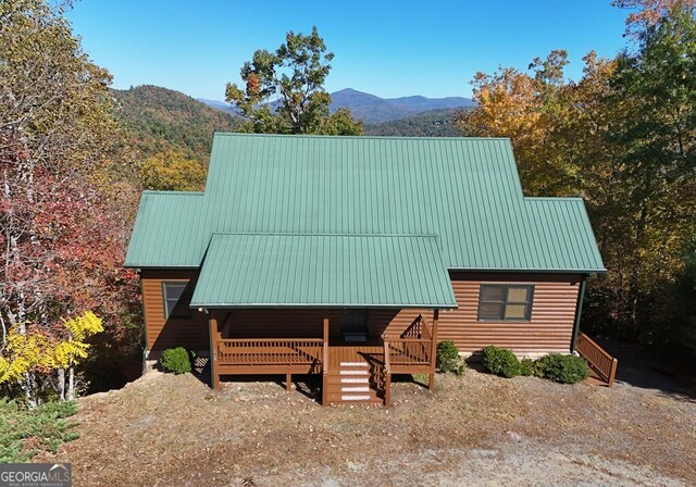 deck featuring a mountain view