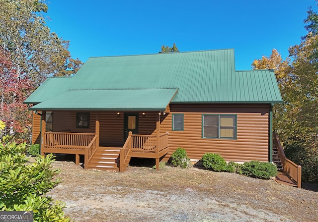 view of log home