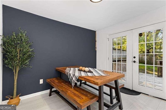 dining area with french doors