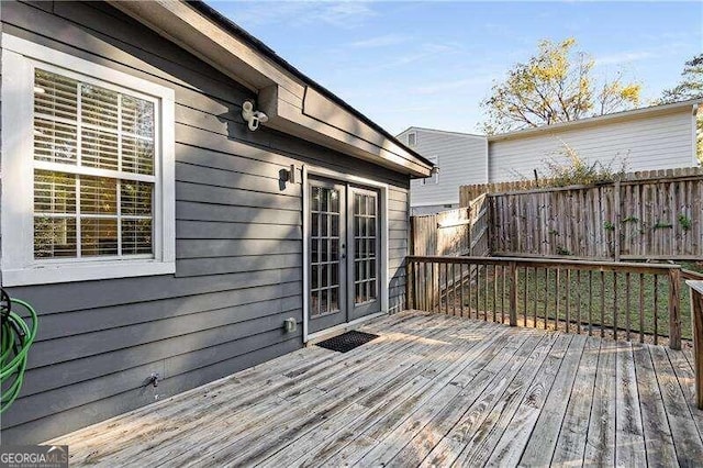 wooden deck with french doors