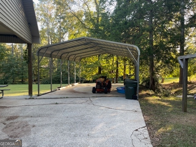 view of parking featuring a carport