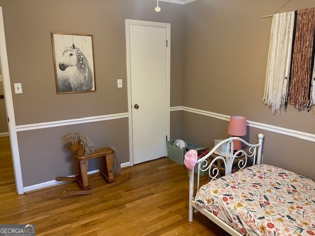 bedroom with hardwood / wood-style floors