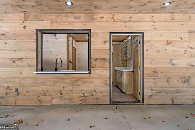 interior space with wooden ceiling