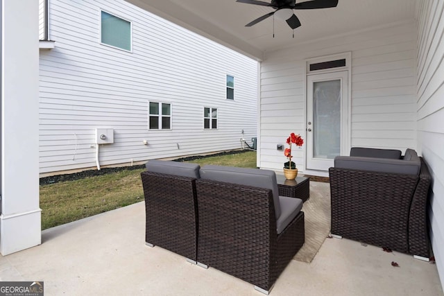 view of patio with ceiling fan