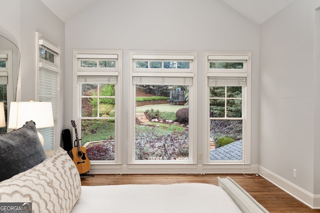 sunroom with vaulted ceiling