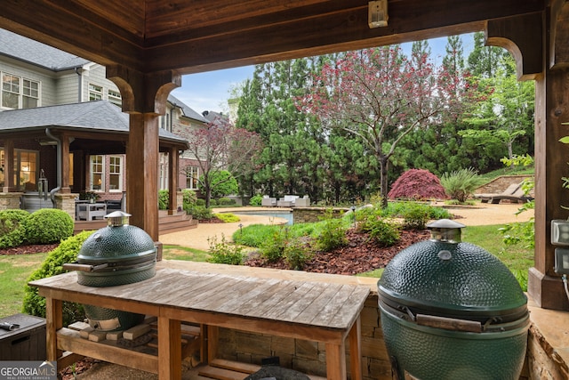 view of patio with area for grilling