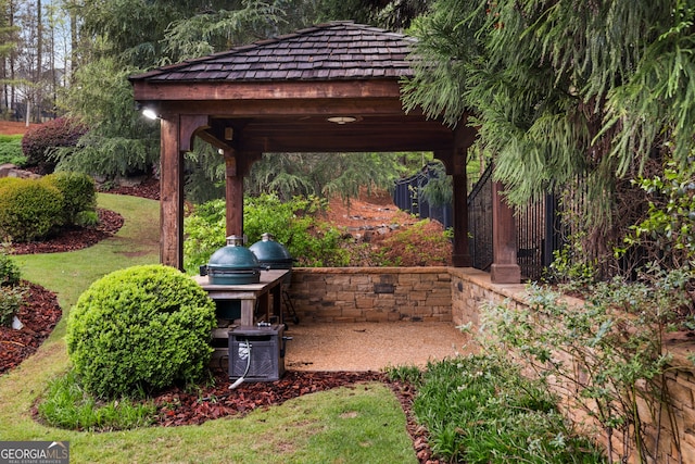 view of patio featuring a gazebo