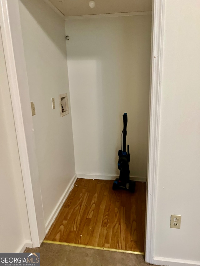 washroom featuring hookup for a washing machine and wood-type flooring