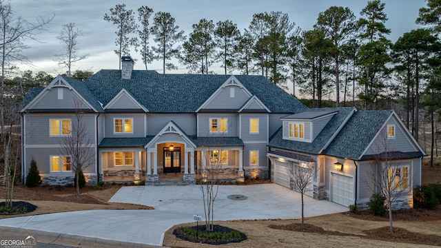 view of front of house with a garage