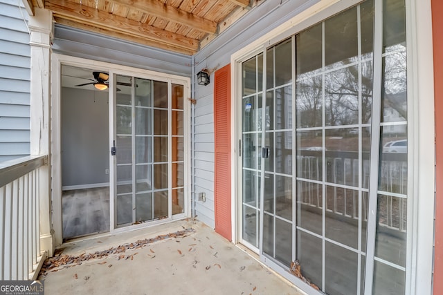 property entrance with a patio area