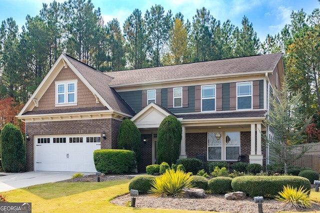 craftsman inspired home with a garage