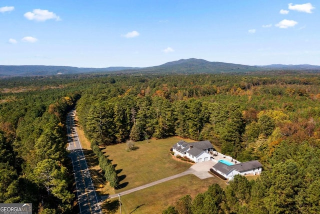 aerial view with a mountain view