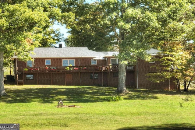 view of yard featuring a deck