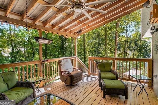 deck featuring ceiling fan