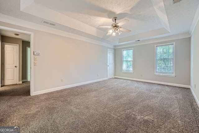 2459 Jacks View Ct, Snellville, GA 30078 - unfurnished room with a raised ceiling, ceiling fan, carpet floors, a textured ceiling, and baseboards