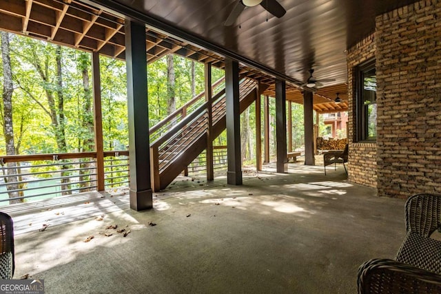 view of patio / terrace featuring ceiling fan