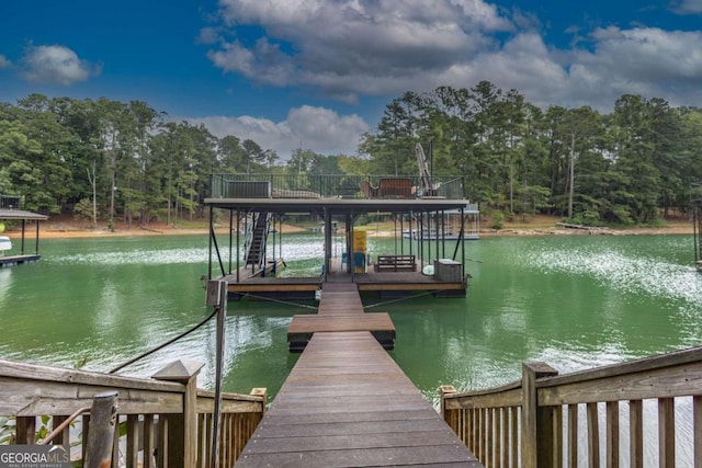 view of dock featuring a water view