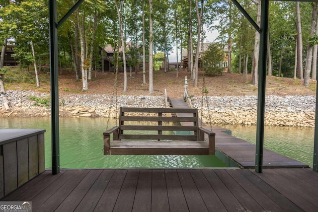 dock area featuring a water view