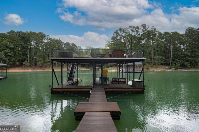 dock area featuring a water view