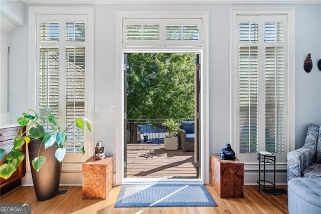 entryway with light hardwood / wood-style floors