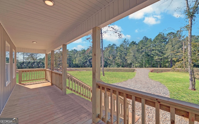 deck with a lawn