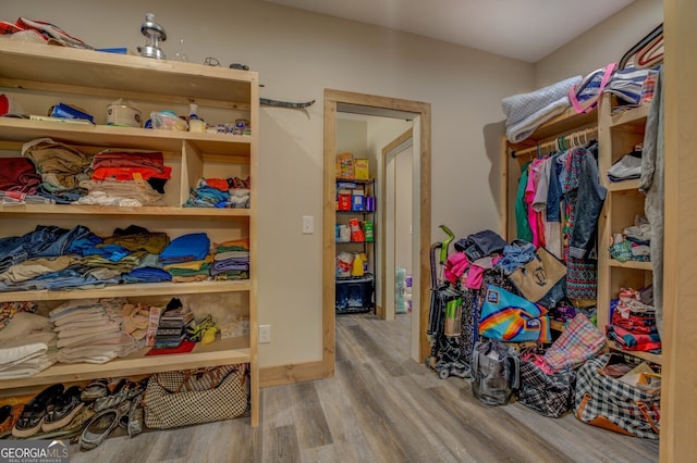 spacious closet featuring light hardwood / wood-style floors