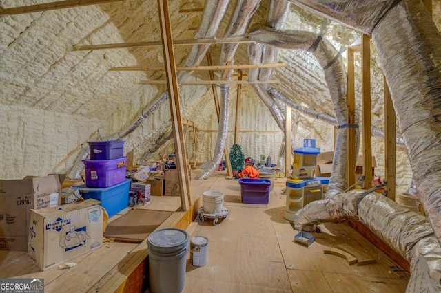 view of unfinished attic