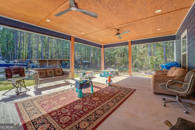 view of patio / terrace with outdoor lounge area and ceiling fan