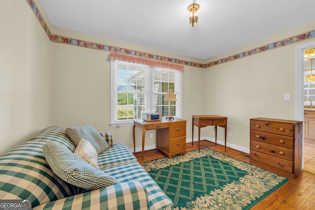 sitting room featuring wood-type flooring