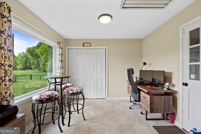 home office with a wealth of natural light