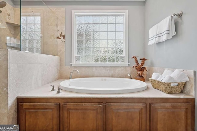 bathroom with independent shower and bath