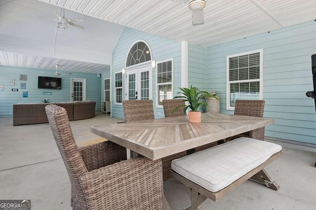 view of patio / terrace featuring ceiling fan