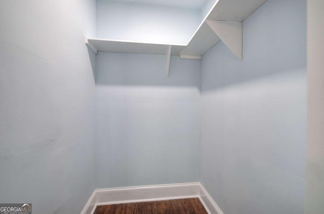 walk in closet featuring dark wood-type flooring