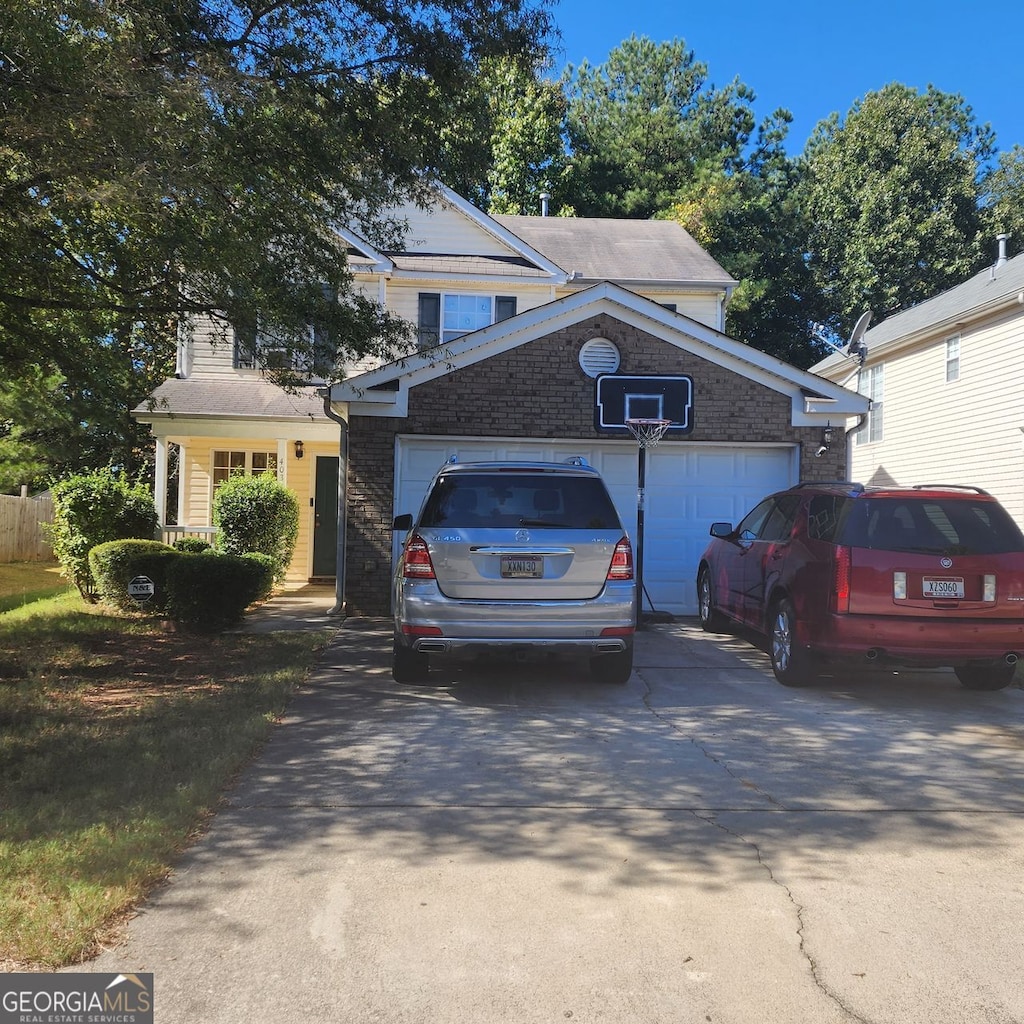 view of front of house with a garage