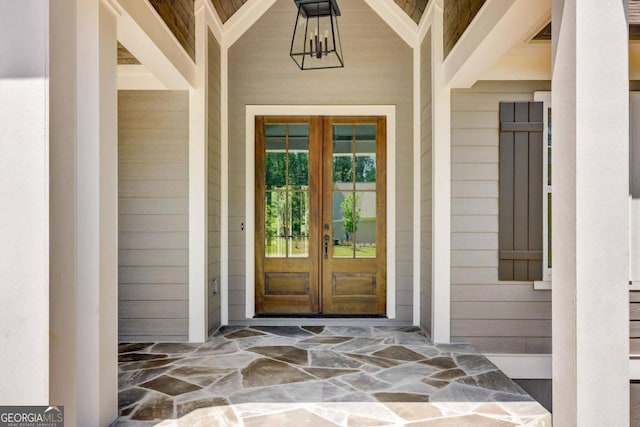 doorway to property with french doors