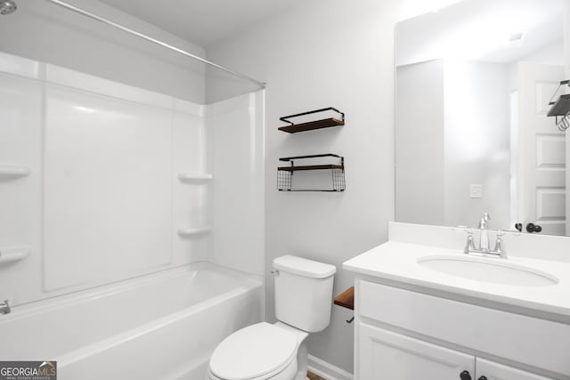 full bathroom featuring vanity, toilet, and shower / bath combination