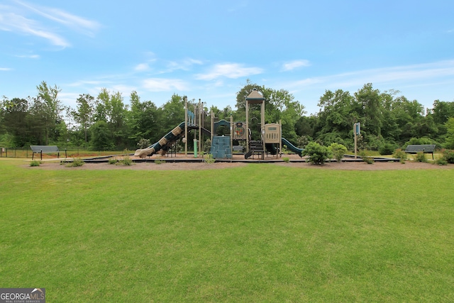 view of play area with a lawn