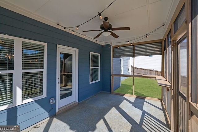 view of unfurnished sunroom