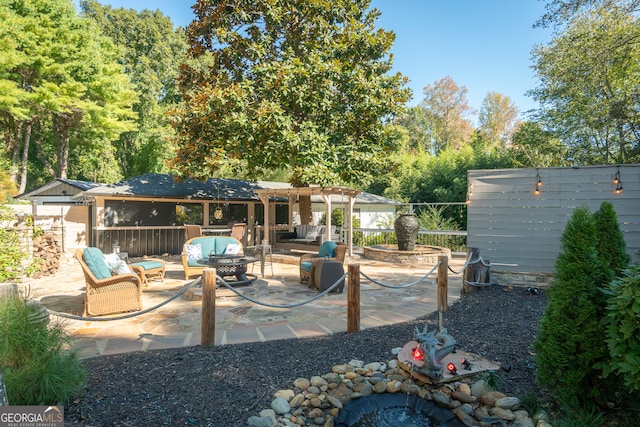 view of patio / terrace featuring an outdoor hangout area