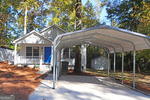 view of parking / parking lot with a carport